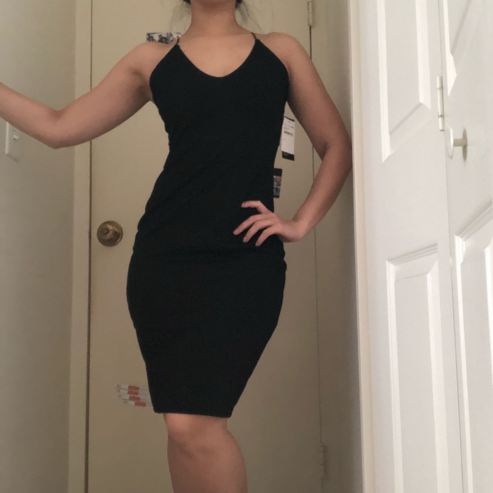 Black Bodycon Dress with Strappy Back